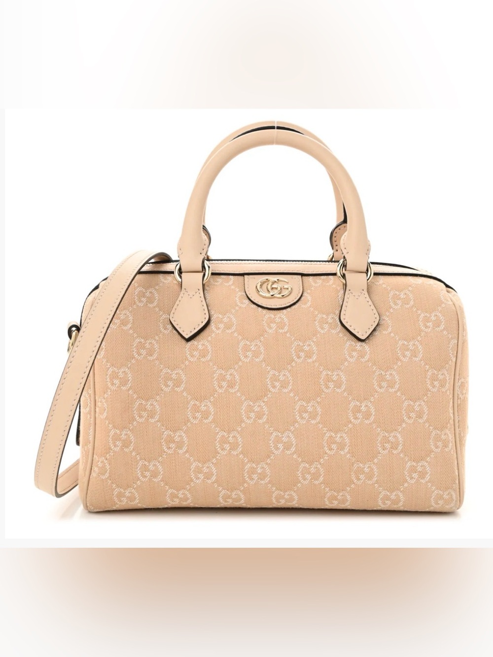 Gucci Beige/Tan GG Supreme Boston Denim with Gold Hardware NWOT